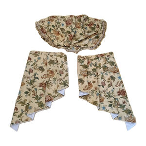 6 Pc Waverly Camelot Garden Room Floral Gold Waterfall Curtains & Canopy Valance
